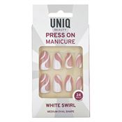 UNIQ Press On Naglar med Lim - White Swirl