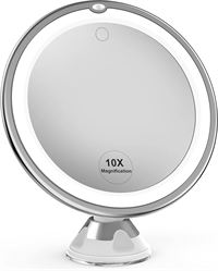 PRO BEAUTY Spegel med sugkopp, LED-Ljus & x10 förstoring, Vit