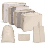 UNIQ 7-delade Packing Cubes / Packkubset - Organisera och Skydda Ditt Bagage Perfekt -  Beige