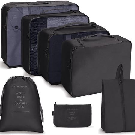 UNIQ 7-delade Packing Cubes / Packkubset - Organisera och Skydda Ditt Bagage Perfekt - Svart