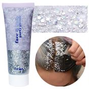 Face & Body Glitter Gel | Flytande Shimmer Paljetter för Makeup & Fest - Silver (50 ml)