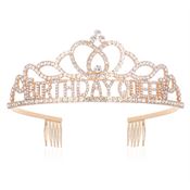 Prinsessdiadem / Tiara - Birthday Queen - Guld med strasssten